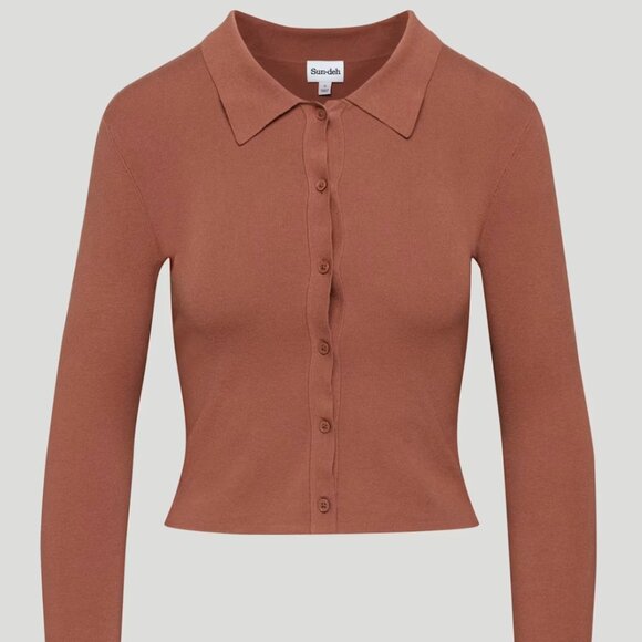 Aritzia Brown Button up Sweater - Picture 1 of 2